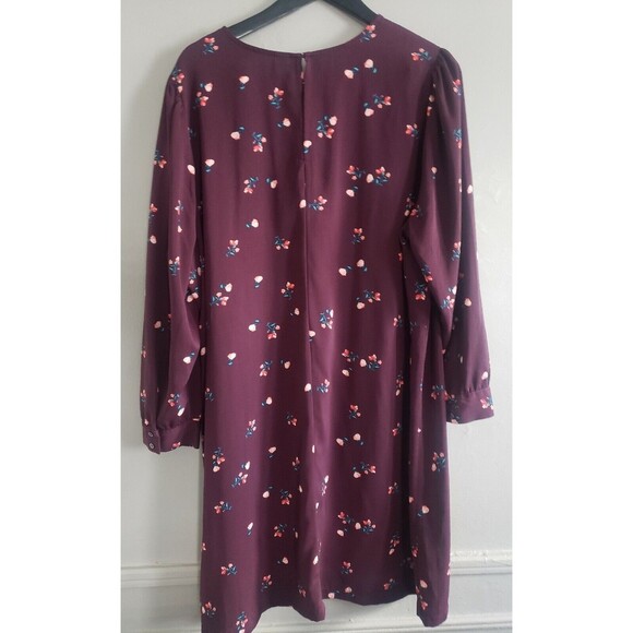 Old Navy Dress Womens XXL Burgundy Floral Long Sleeve Shift Lightweight … - Picture 4 of 7